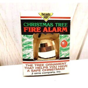 Vintage Heads Up! Heat Sensor Fire Alarm Christmas Tree Ornament Lions Club Gold
